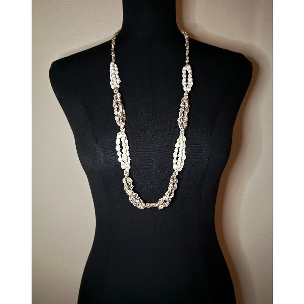 Vintage Hawaiian Woven Seashell Lei Necklace Multi Strand NEW